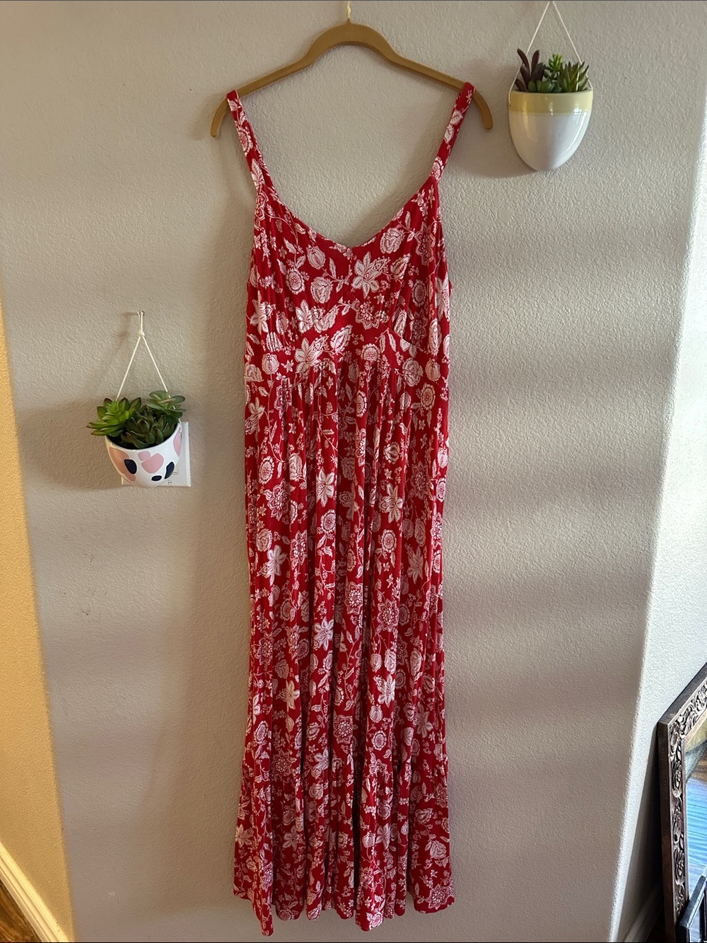 Torrid Super Soft Floral Red Cami Maxi Dress Plus Size 00 Large